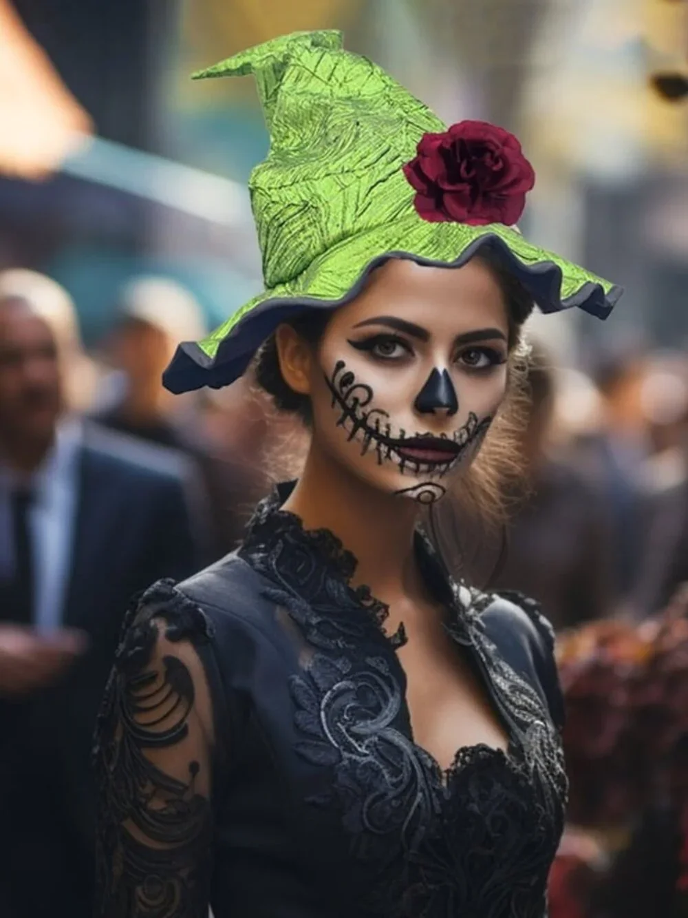 Wicked Witch Hat & Accessories Rose and Necklace
